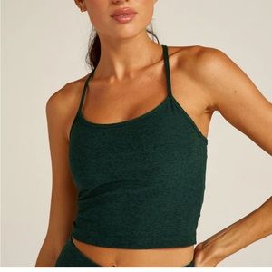 Beyond Yoga Spacedye Slim Racerback Cropped Tank — Midnight Green Heather